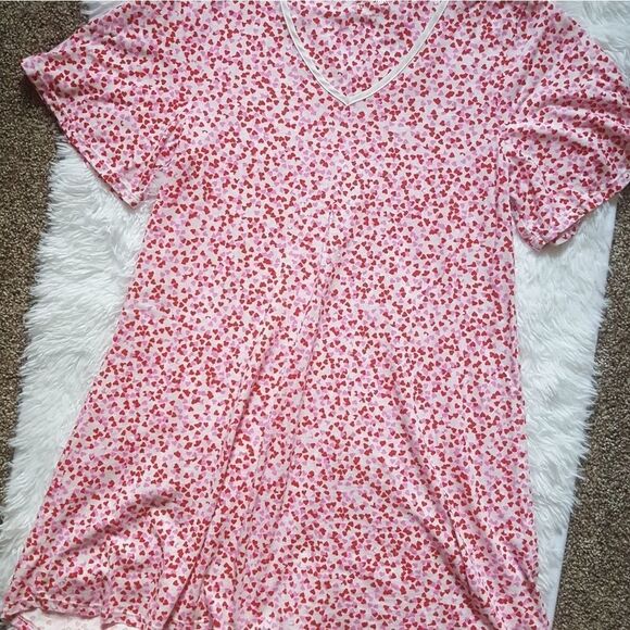 Kate Spade Nighty Night Gown Pajamas Hearts Valentines V-neck Women’s Size XS - Picture 1 of 7